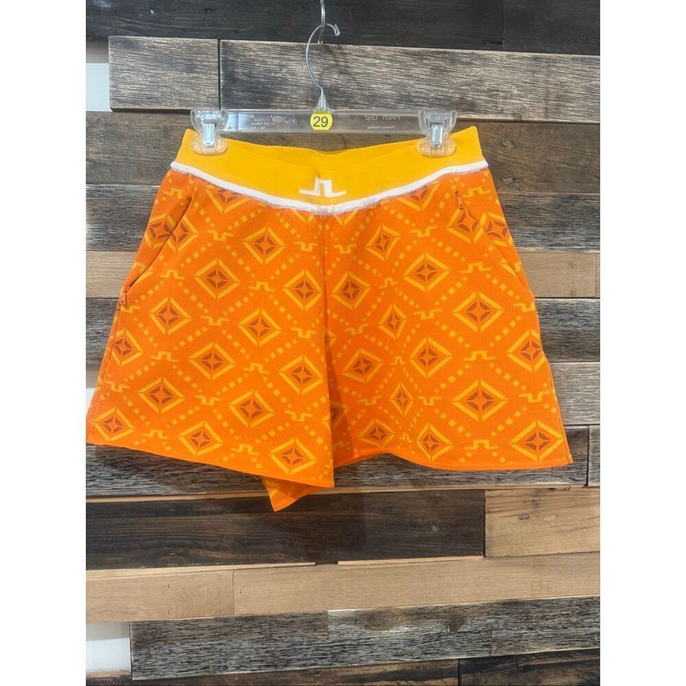 J. Lindeberg NWT Emmie Orange Diamond Knit shorts Sz Small
